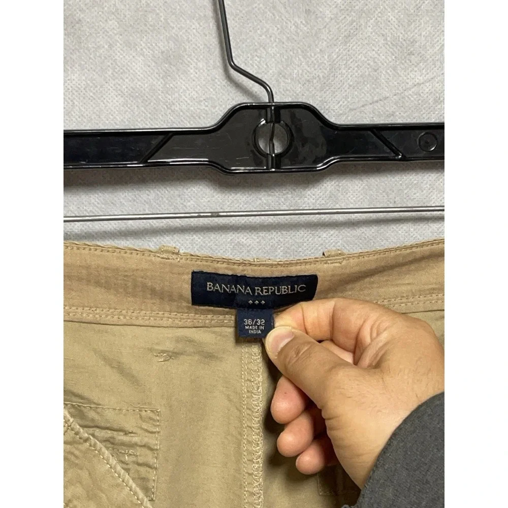 Banana Republic Pants Men 36X32 Beig Linen Cotton Button Fly Baggy Hybrid Casual